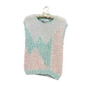 Vintage 80s Pastel Geometric Sweater Vest Medium On Cue Spring Fairykei